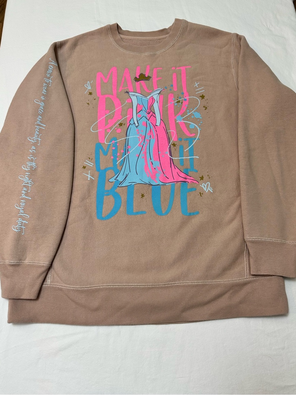 Zip A Dee Tee Cinderella dusty Blush Crewneck Sweatshirt Large Disney